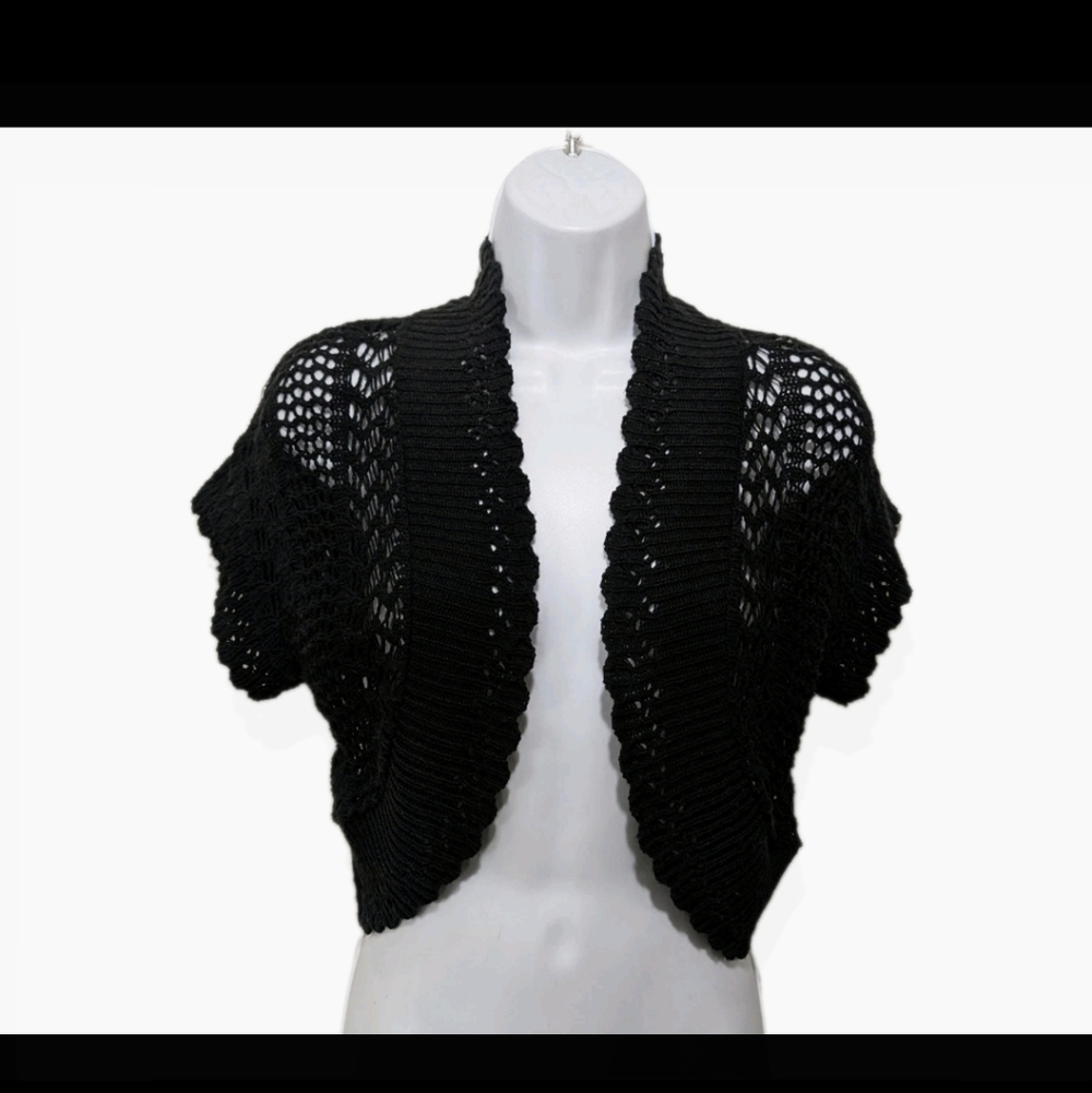 Fashion Avenue Black Shrug Cardigan Sweater M 90s Y2K Gothic Whimsigoth #3